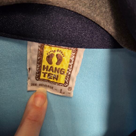 Vintage 90's Hang Ten Full Zip Track Warm Up Jacket Stripe Blue Men's Large - Picture 5 of 5
